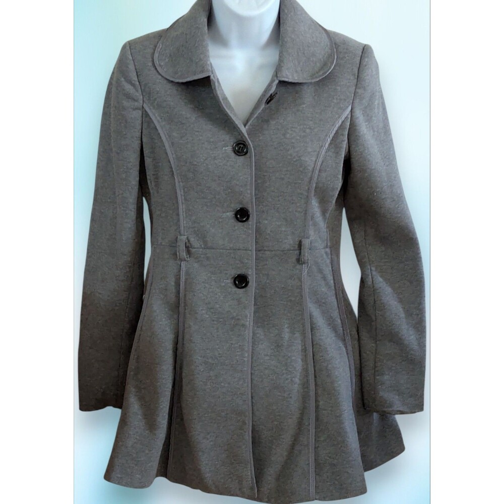 Joujou Womens Gray Double Breasted Pea Coat Style Jacket L Business Date Symphon